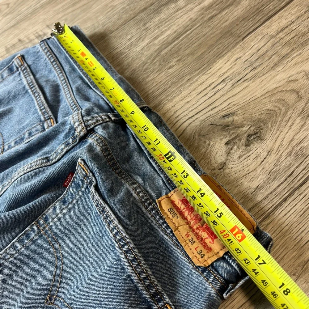 Levi's 505 Regular Fit Jeans Mens 36x34 Blue Straight Leg‎ Denim Pants Classic